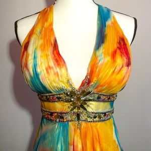 watercolor, floral, bedazzled dress 🌈